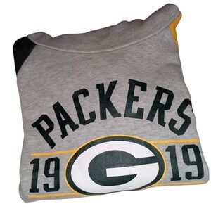 Green Bay Packers Womens NFL Team‎ Apparel Gray Colorblock Pullover Sweatshirt M